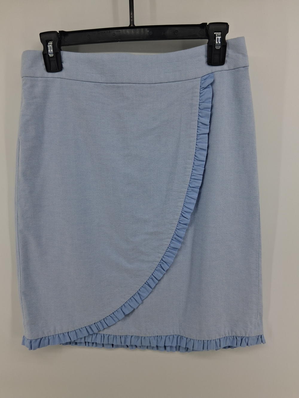 J. Crew Light Blue Ruffle-Trim Wrap Pencil Skirt